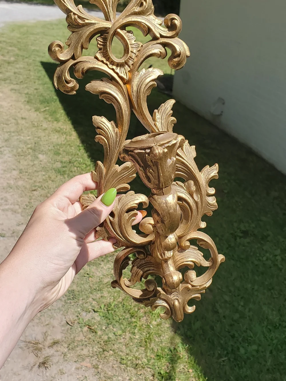 Homco Gold Ornate Wall Hooks Pair - Baroque Floral Design